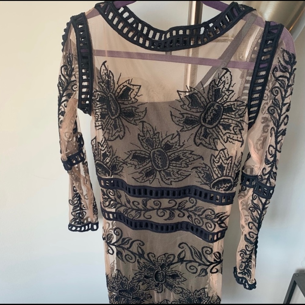 For Love and Lemons black lace embroidered dress